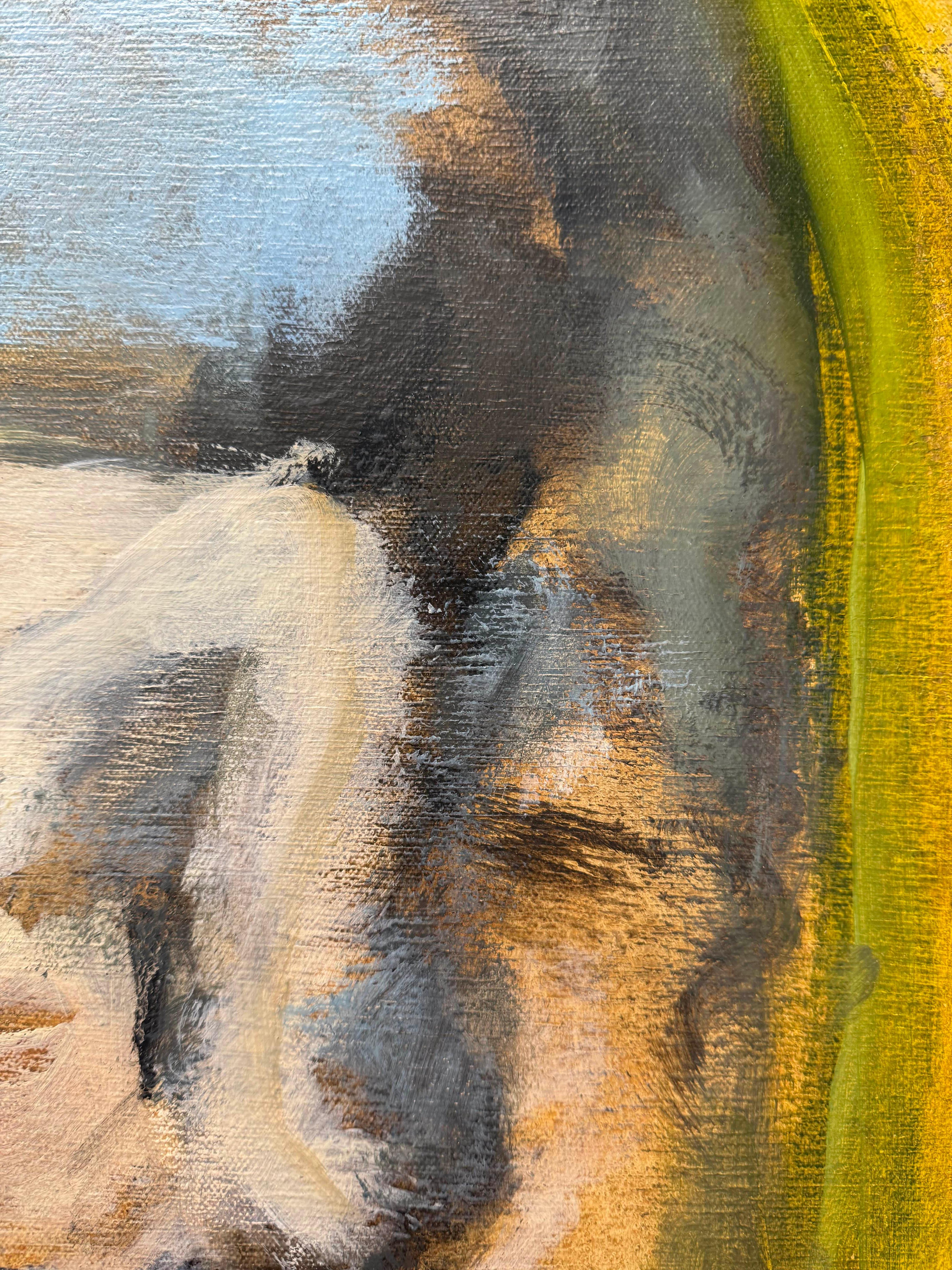 Midday Reel - Jumping Figures Golden Yellow Archways Landscape, 2025 For Sale 5