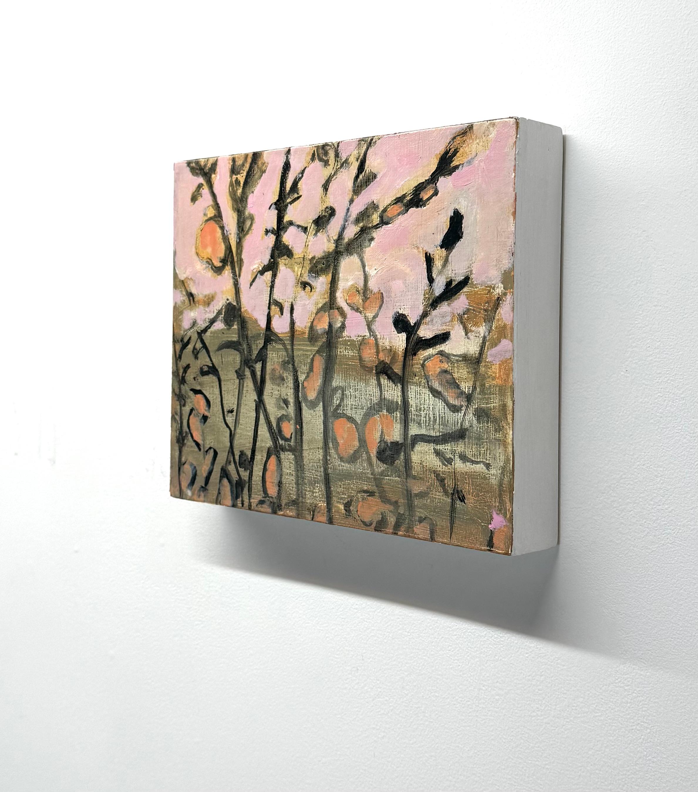Morning - Contemporary Botanical Landscape Peach Flowers Sky, 2025 4