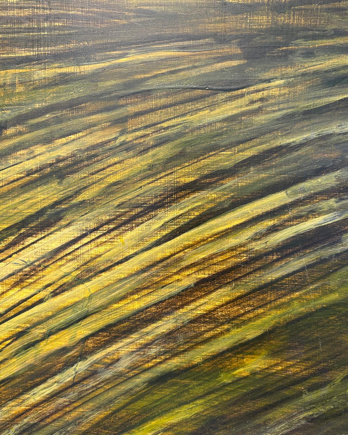 New Field (Landschaft mit flauschigen Wolken über einem weiten Feld) – Painting von David Konigsberg