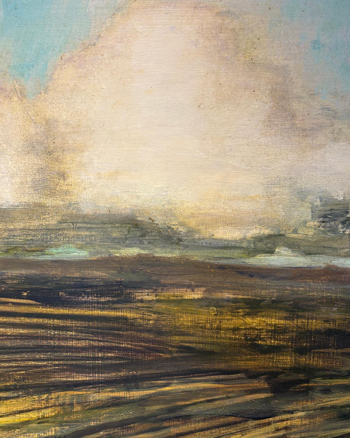 New Field (Landschaft mit flauschigen Wolken über einem weiten Feld) (Zeitgenössisch), Painting, von David Konigsberg