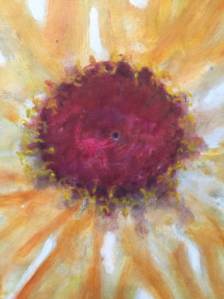 David Konigsberg Orange Zinnia Contemporary Colorful Still Life Of Simple Flower On White For Sale At 1stdibs