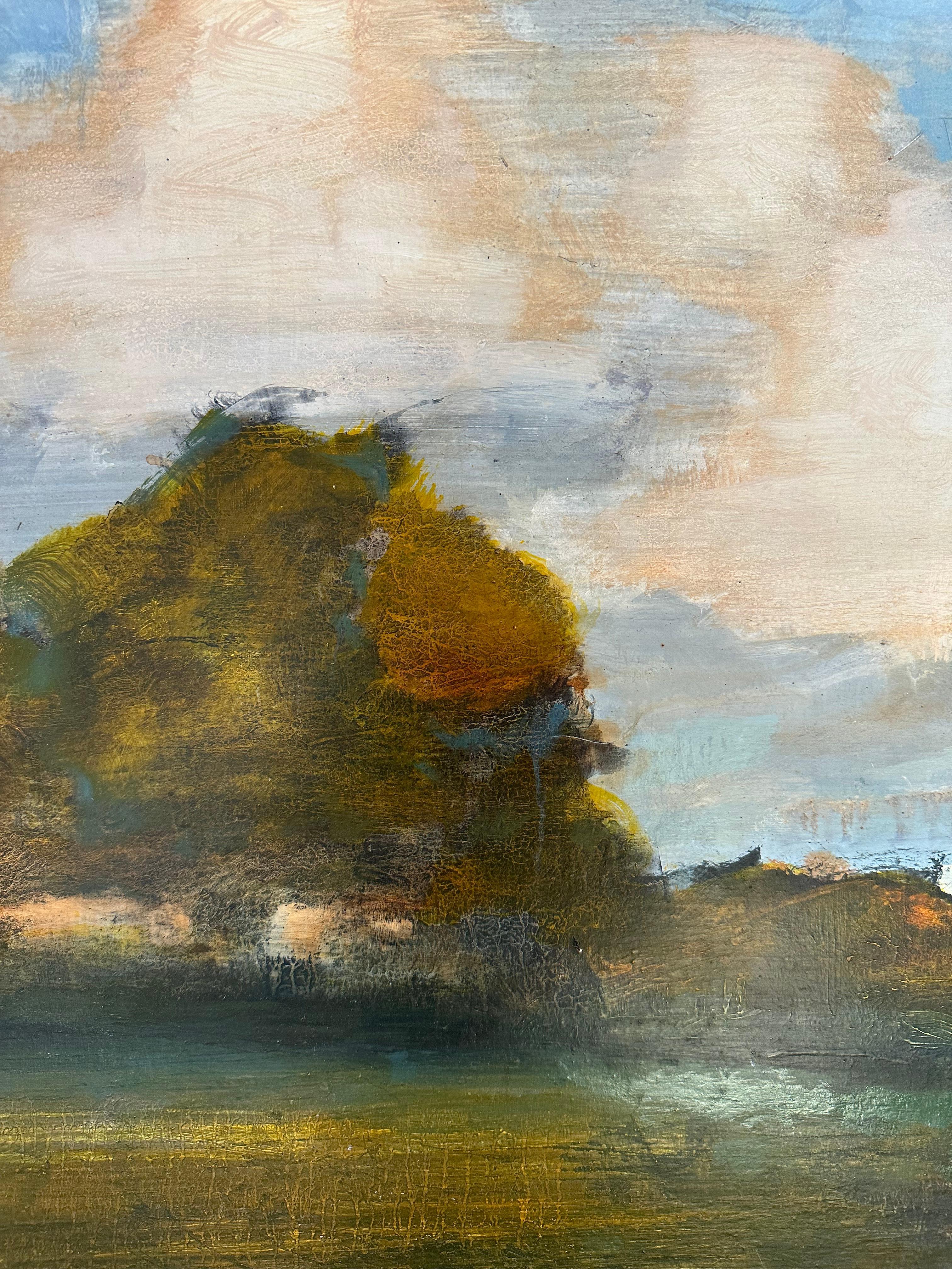 Orchard - Contemporary Landscape Clouds Sky Apple Trees Field, 2024 For Sale 2