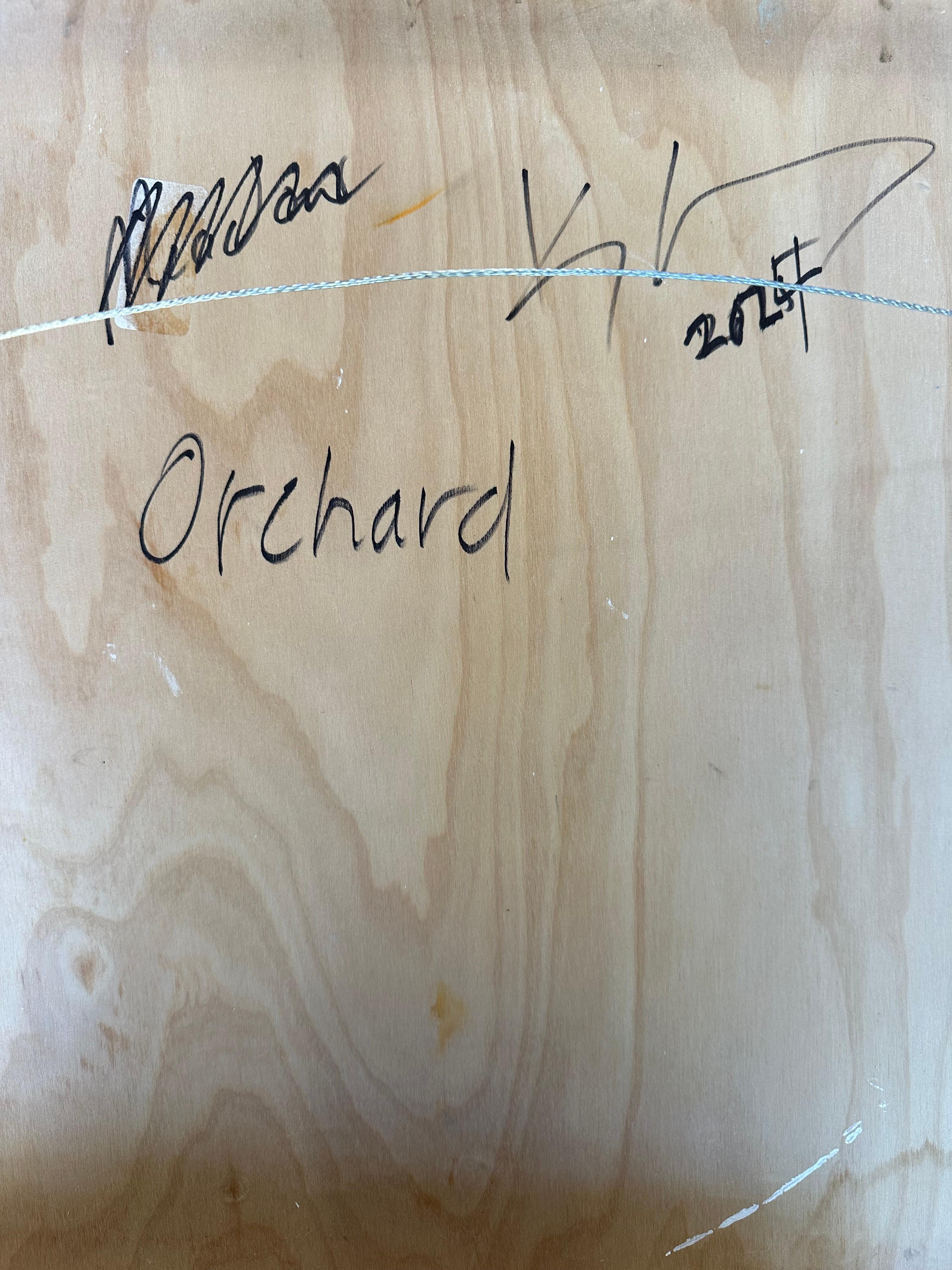 Orchard - Contemporary Landscape Clouds Sky Apple Trees Field, 2024 For Sale 3