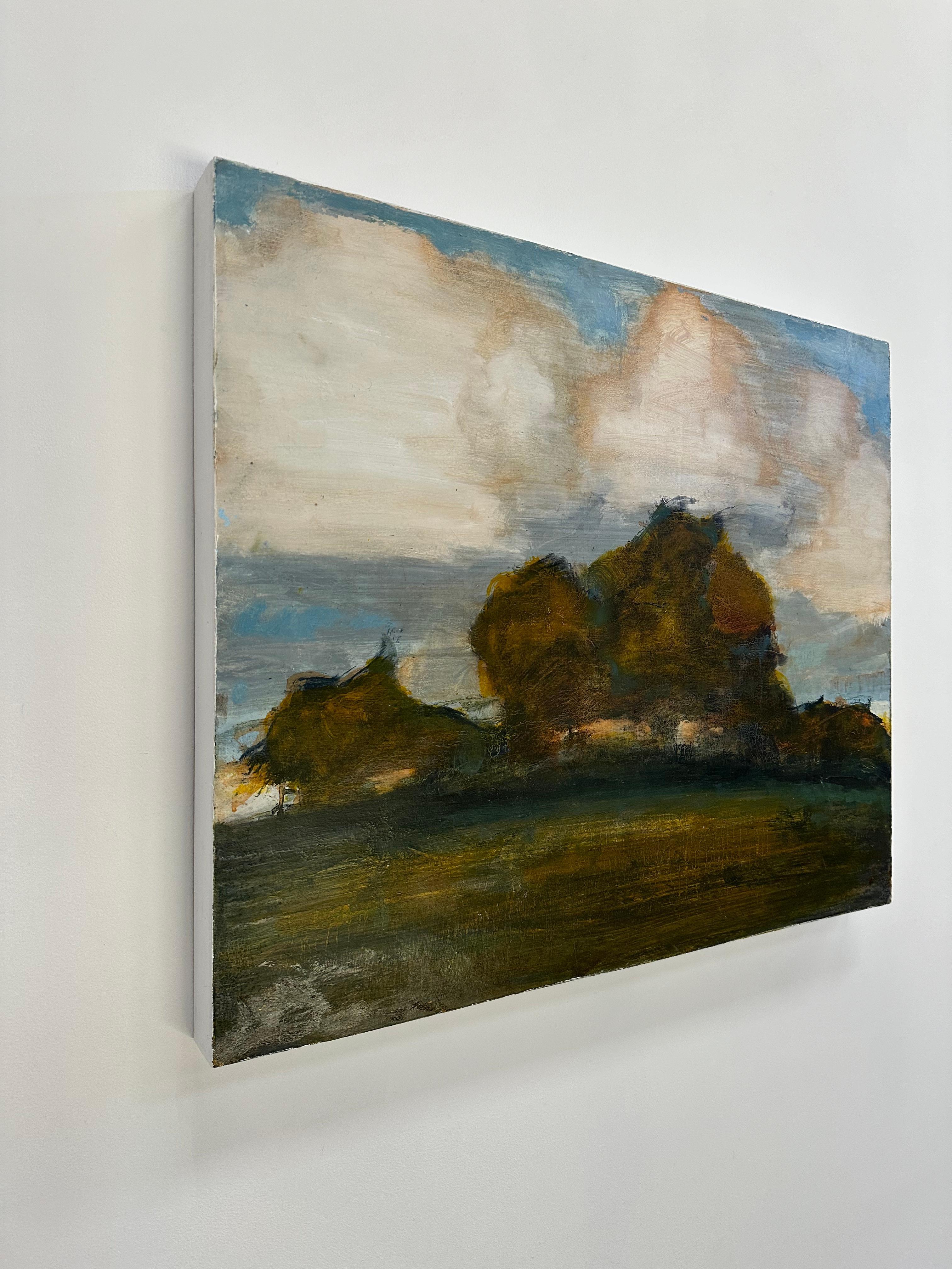 Orchard - Contemporary Landscape Clouds Sky Apple Trees Field, 2024 For Sale 4