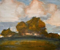 Orchard - Contemporary Landscape Clouds Sky Apple Trees Field, 2024