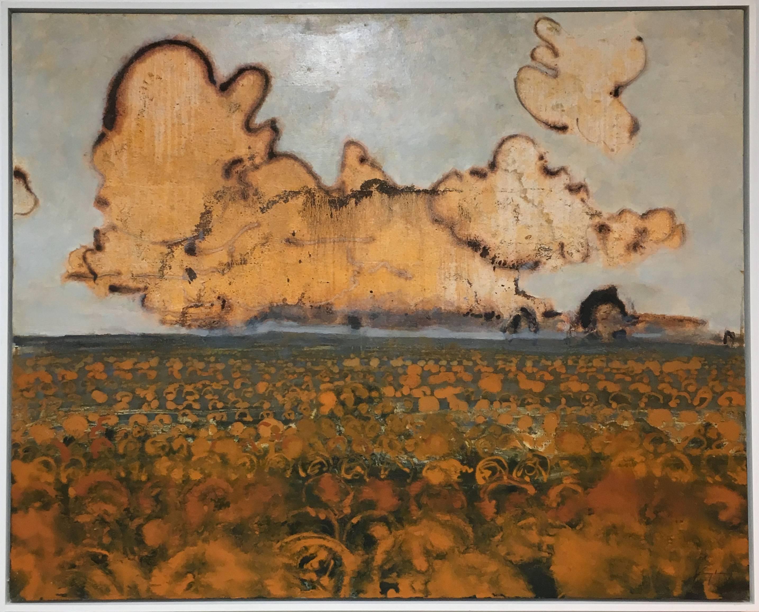 Peinture contemporaine de paysage de la vallée de l'Hudson - Peinture - Peinture de citrouille - Marron Figurative Painting par David Konigsberg