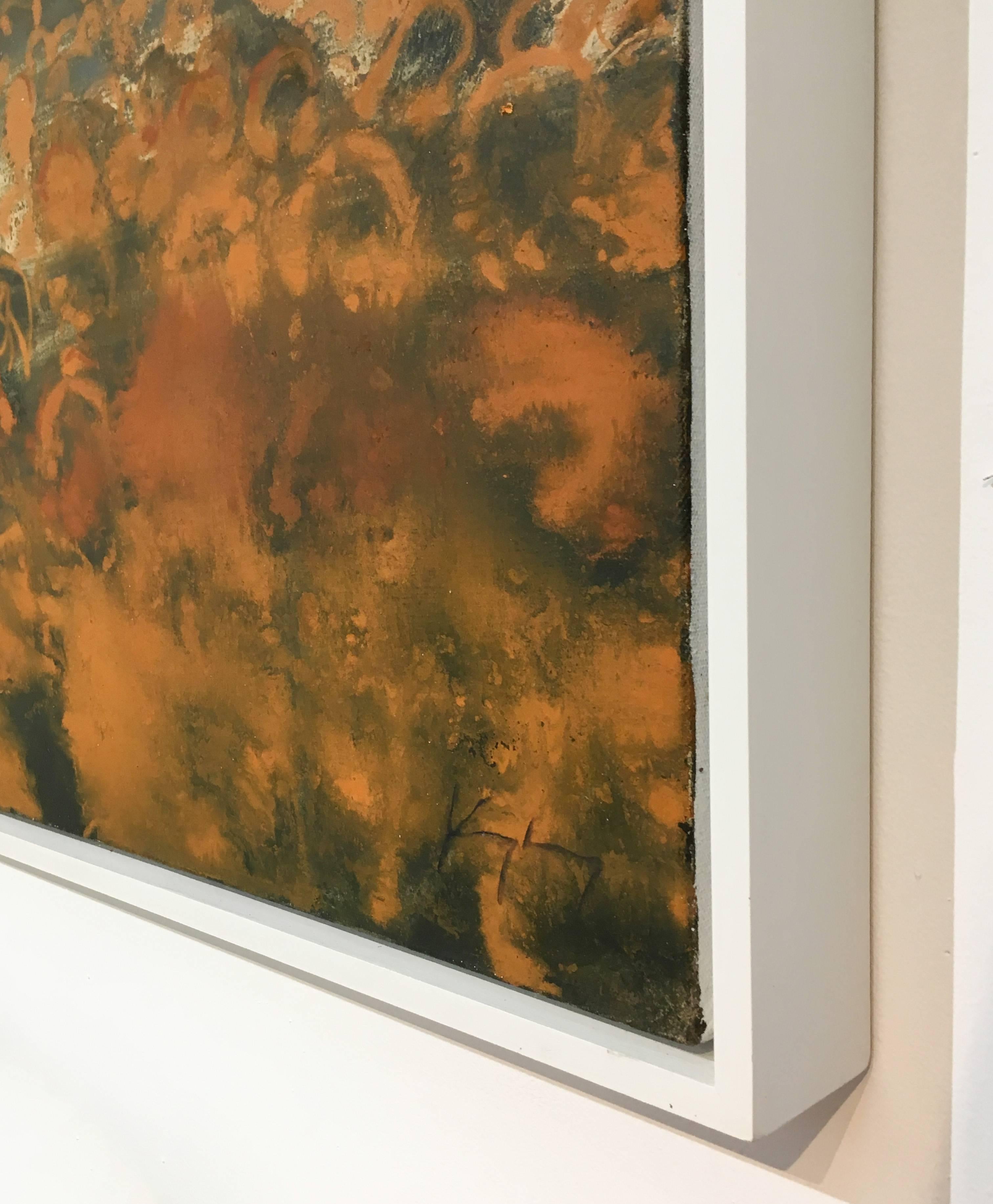 44 x 55 x 2 pouces
huile sur toile dans un cadre en bois blanc réalisé par l'artiste


Ce paysage contemporain de la vallée de l'Hudson représentant des citrouilles orange vif dans un champ a été peint par l'artiste David Konigsberg, basé à Hudson,