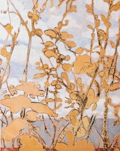 Ridge (Abstract Landscape of Peach Foliage on Blue Sky) by David Konigsberg