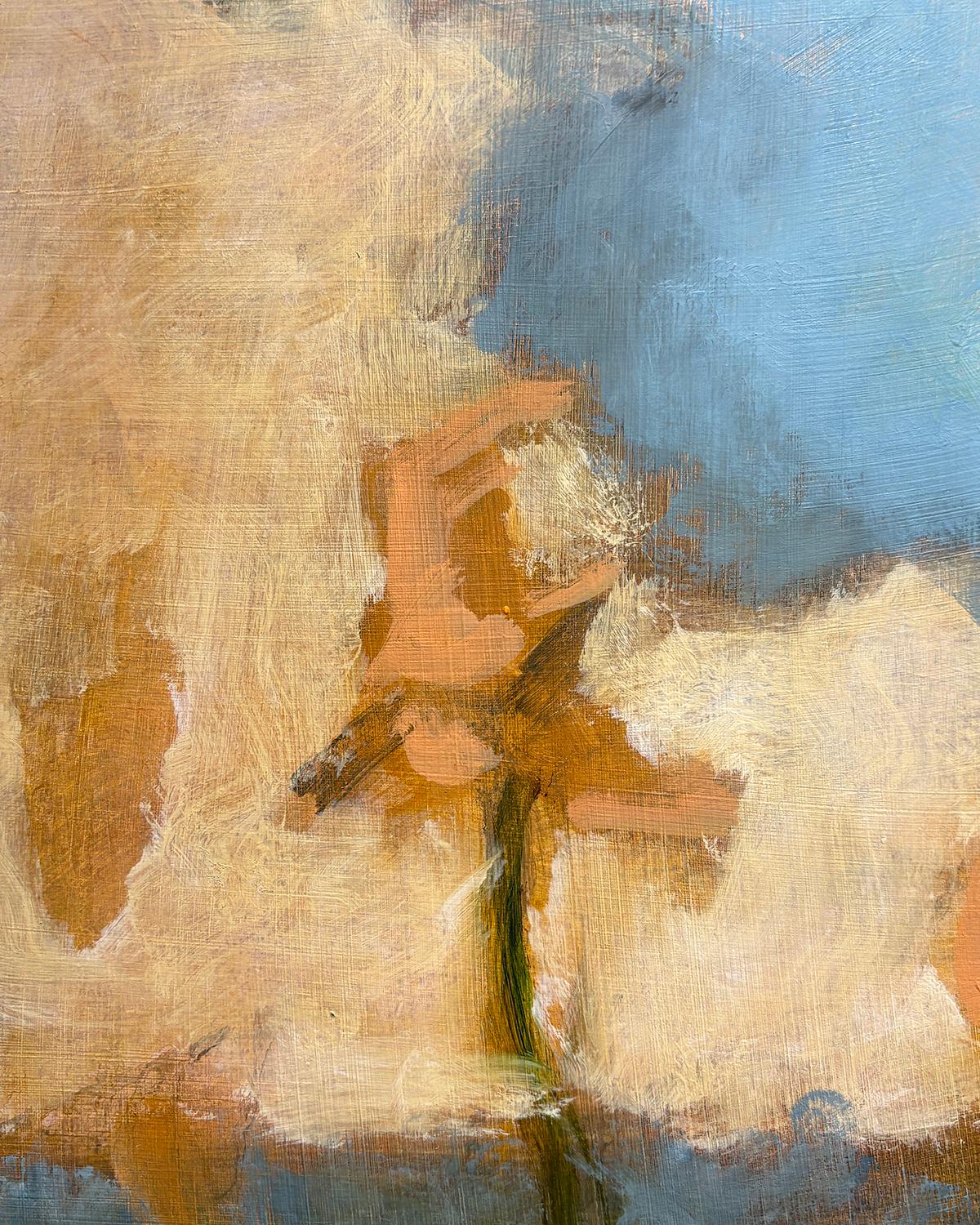 Settembre (Paesaggio espressionistico di nuvole e campi di fiori) - Painting di David Konigsberg