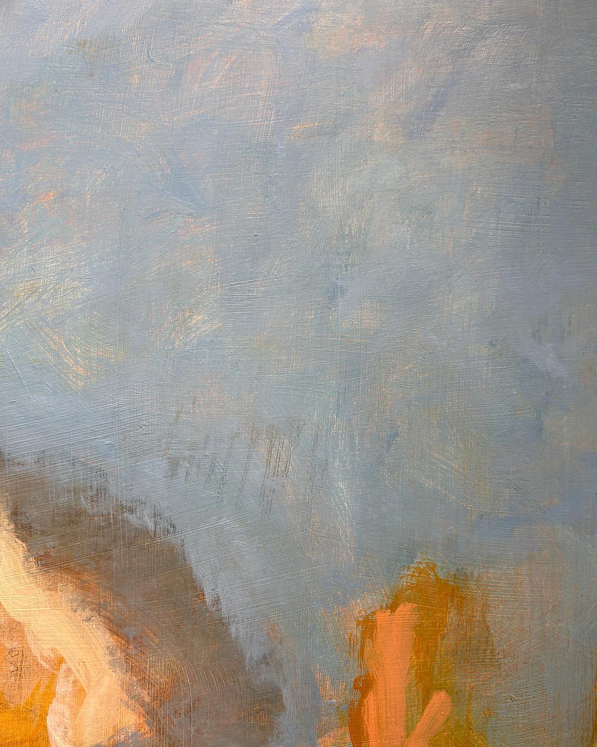 Settembre (Paesaggio espressionistico di nuvole e campi di fiori) - Painting Contemporaneo di David Konigsberg