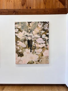 Sprite and Anemone - Flying Fairy Figure Botanical Pink Flowers, 2022