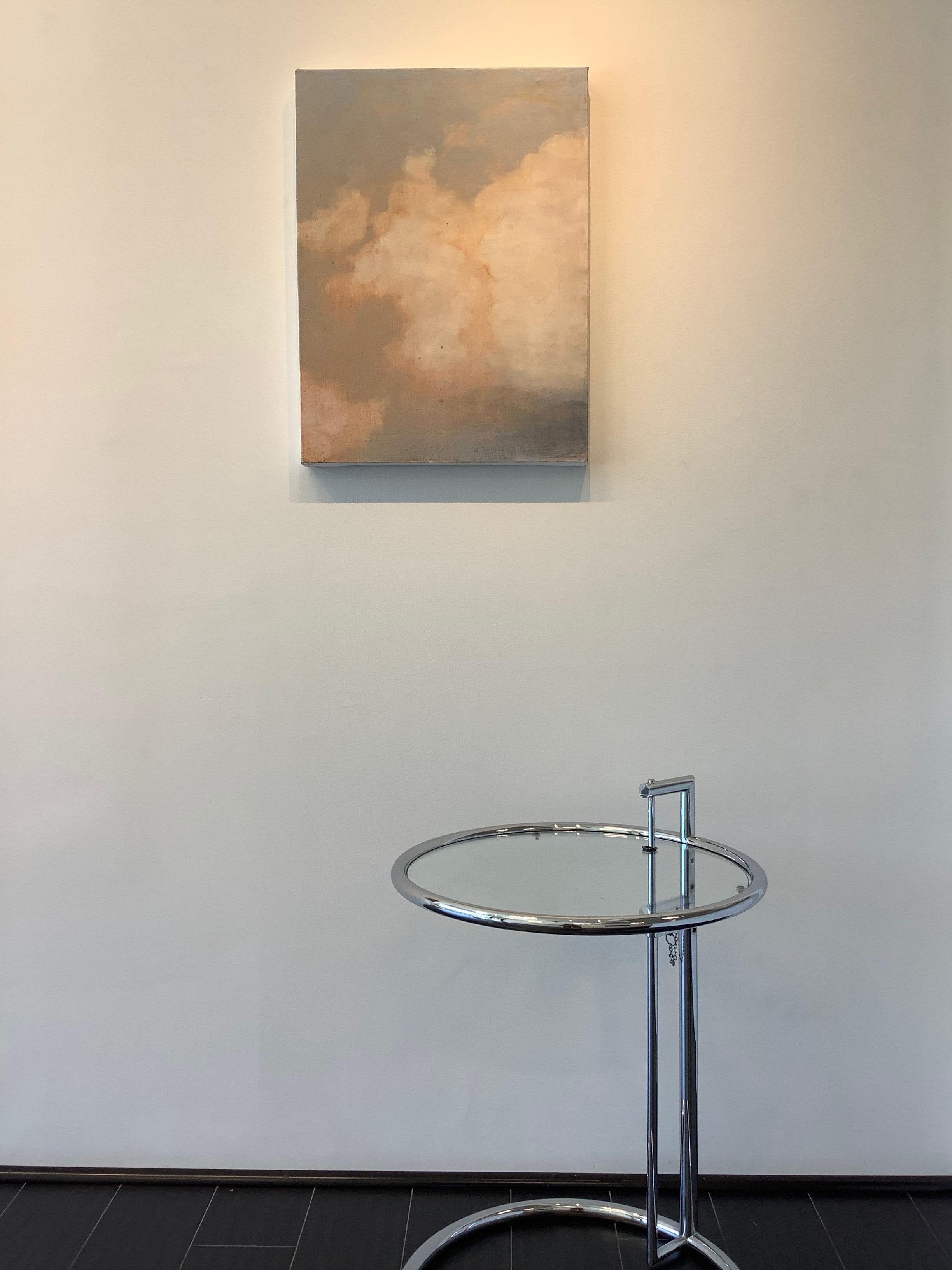 Summer Cloud One, Ivory Clouds, Pale Lilac Blue, Peach Skyscape - Contemporary Painting by David Konigsberg