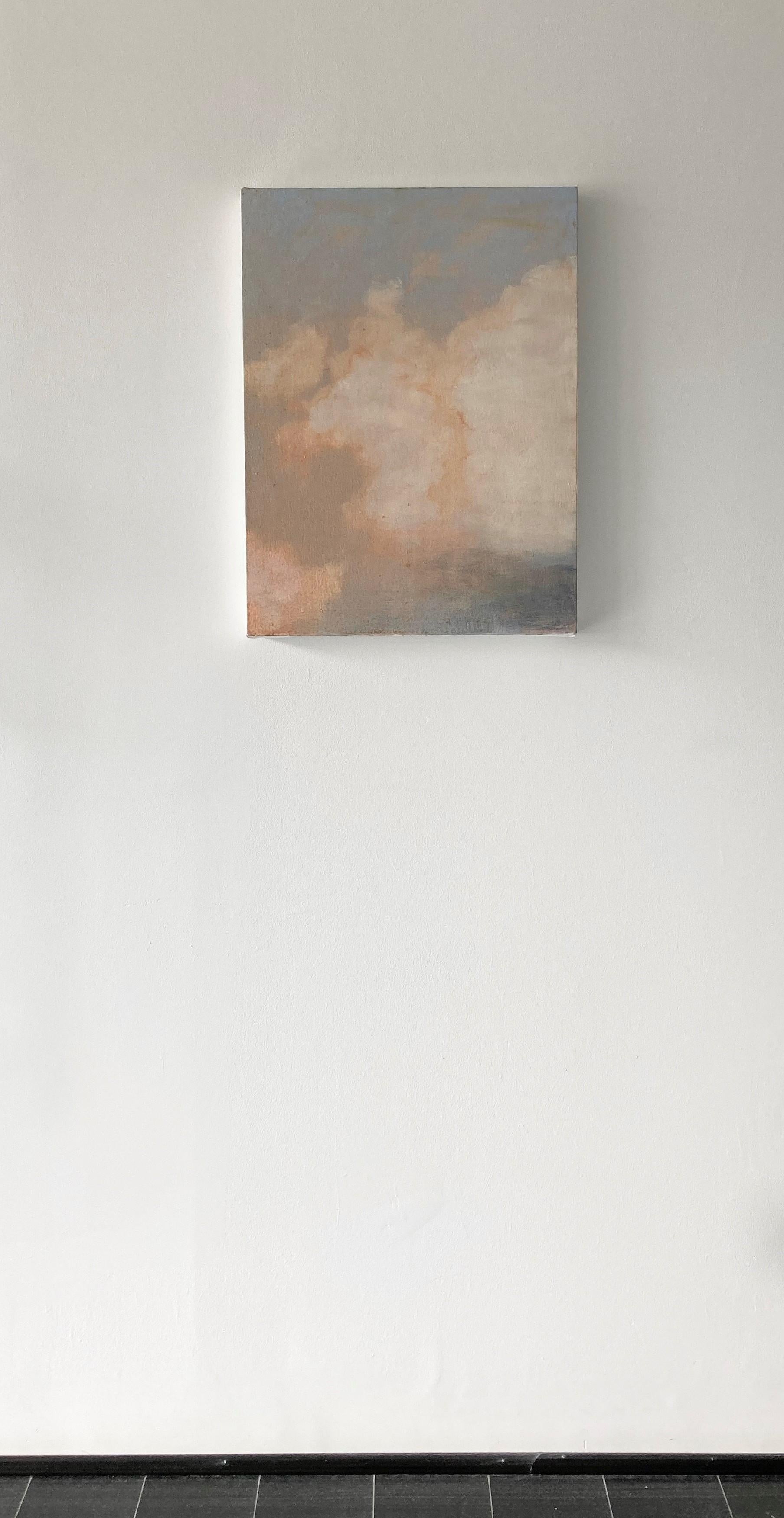 Summer Cloud One, Skyscape, Ivory Clouds, Pale Lilac Blue, Peach - Contemporary Painting by David Konigsberg