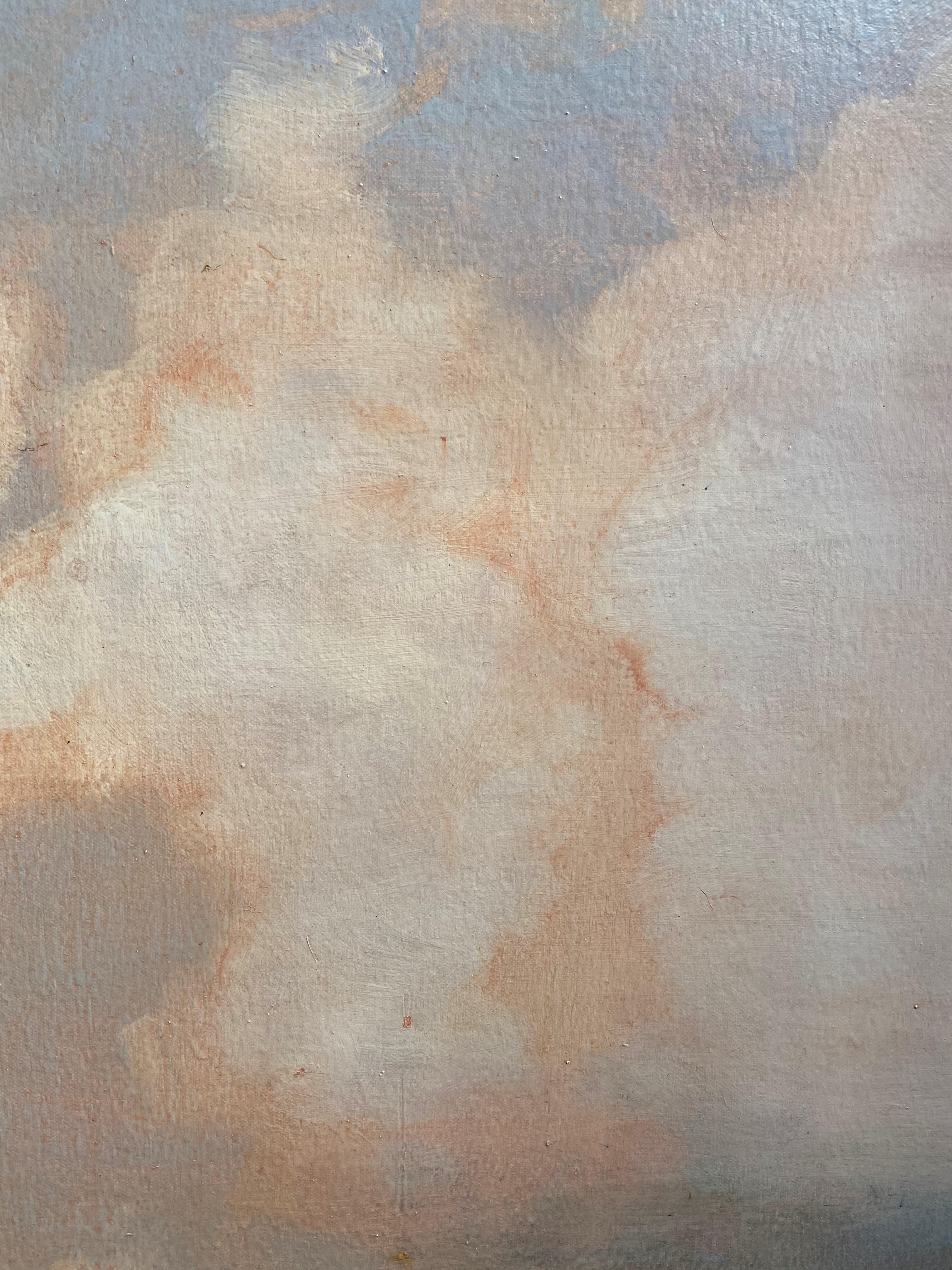 The drama of the sky in New York State's Hudson Valley is captured in this cloudscape painting in oil on panel by David Konigsberg. The artist is widely recognized for clouds and this painting is one of his best - it is a symphony of ivory clouds