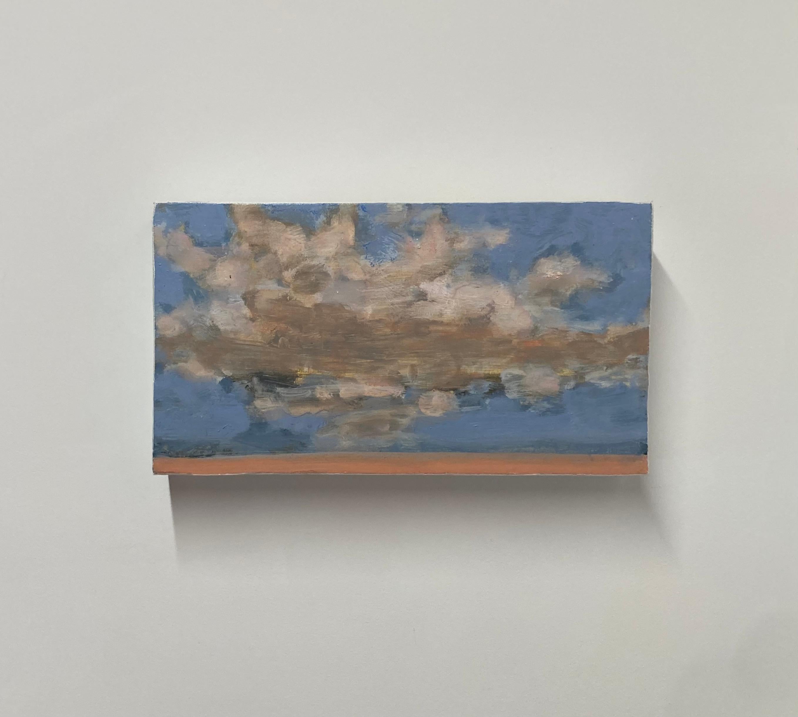 Three Twenty, Ivory Peach Clouds, Blue Sky, Salmon Sand Beach Landscape For Sale 6