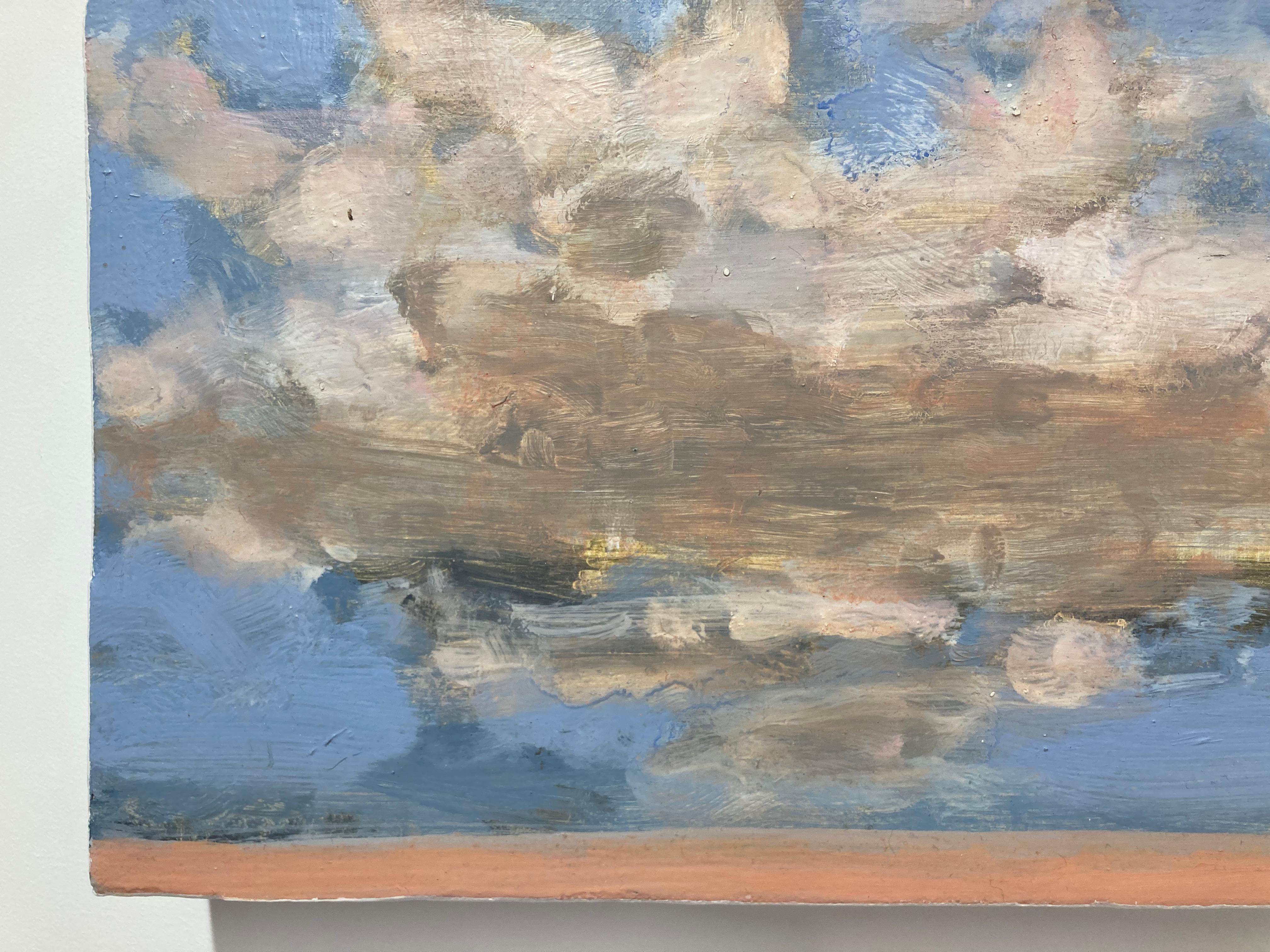 Three Twenty, Ivory Peach Clouds, Blue Sky, Salmon Sand Beach Landscape For Sale 2