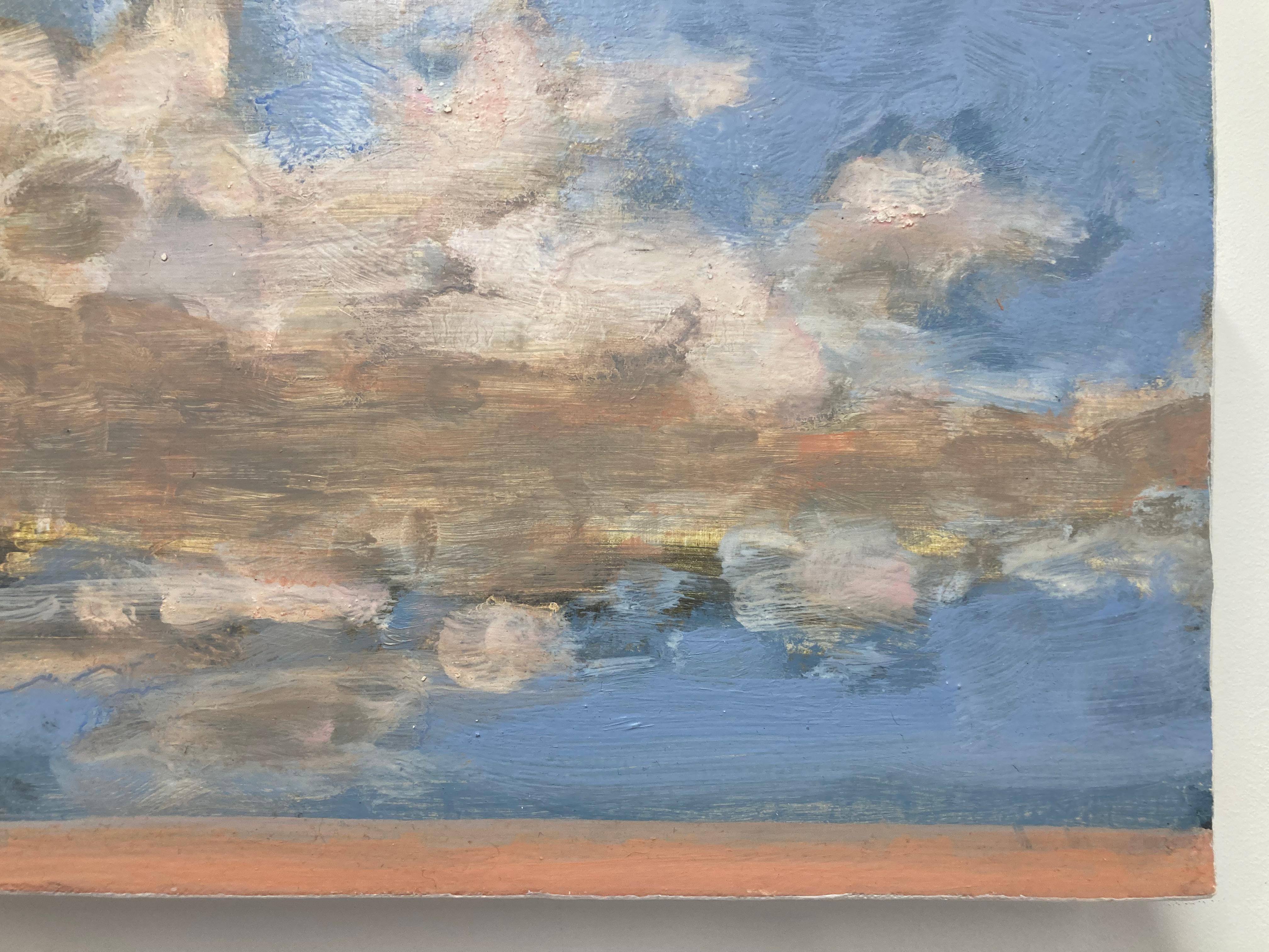 Three Twenty, Ivory Peach Clouds, Blue Sky, Salmon Sand Beach Landscape For Sale 3