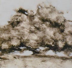 Tree (Abstract Landscape Painting of a Single Brown Tree on White)