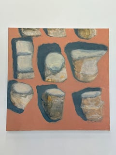 Vessels - Contemporary Still Life Ivory Cups Shadows Salmon, 2026