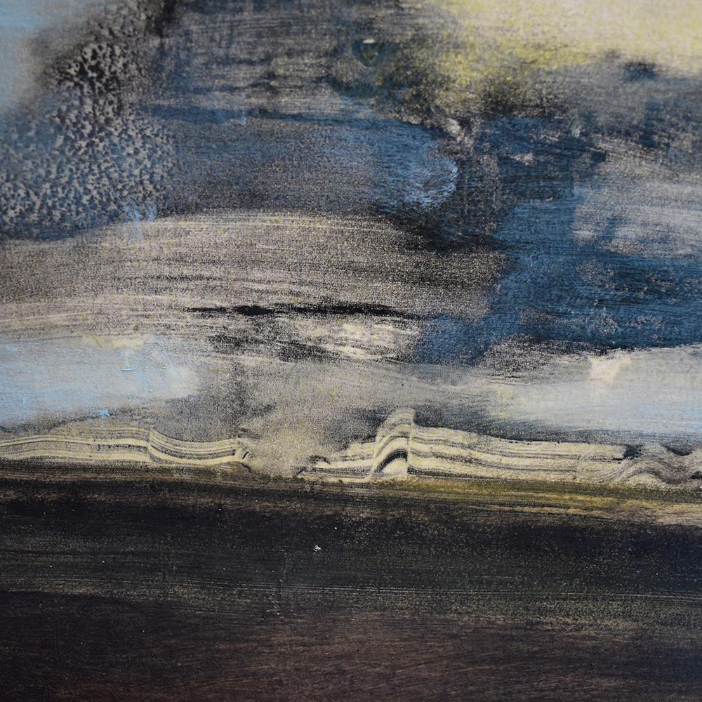 West Wind (Abstrakte Landschaft des Landfeldes, Wolken und hellblauer Himmel) (Schwarz), Abstract Painting, von David Konigsberg