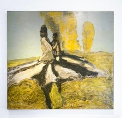 Whirl Reflection (Whimsical Figurative Painting of Two Dancing Figures)