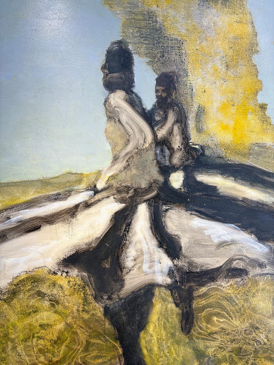 Whirl Reflection (Whimsical Figurative Painting of Two Dancing Figures) in vendita 2