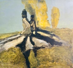 Whirl Reflection (Whimsical Figurative Painting of Two Dancing Figures)