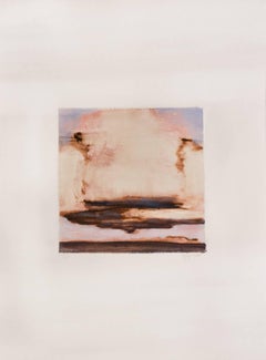 Cúmulo (Monotipo de paisaje abstracto de una gran nube coloreada al pastel)