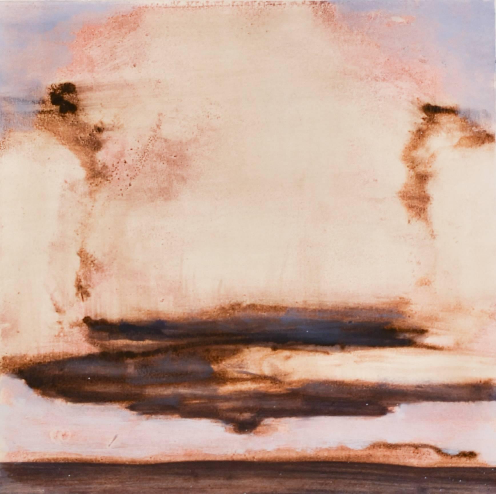 David Konigsberg Abstract Print - Cumulus (Abstract Landscape Monotype of a Large Pastel Colored Cloud)