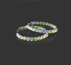 David Kord 14K WG Ethiopian Opal Inside-Out Hoop Earrings — 6.99ctw, 34mm