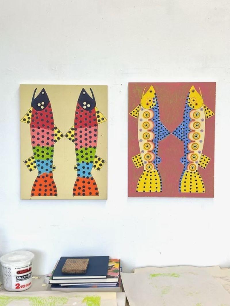 Trout Painting No. 5 - Contemporary Mixed Media Art by David Korty
