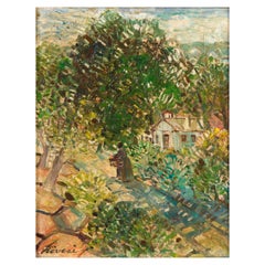 David Kovesi Mujer en el jardín Pintura abstracta
