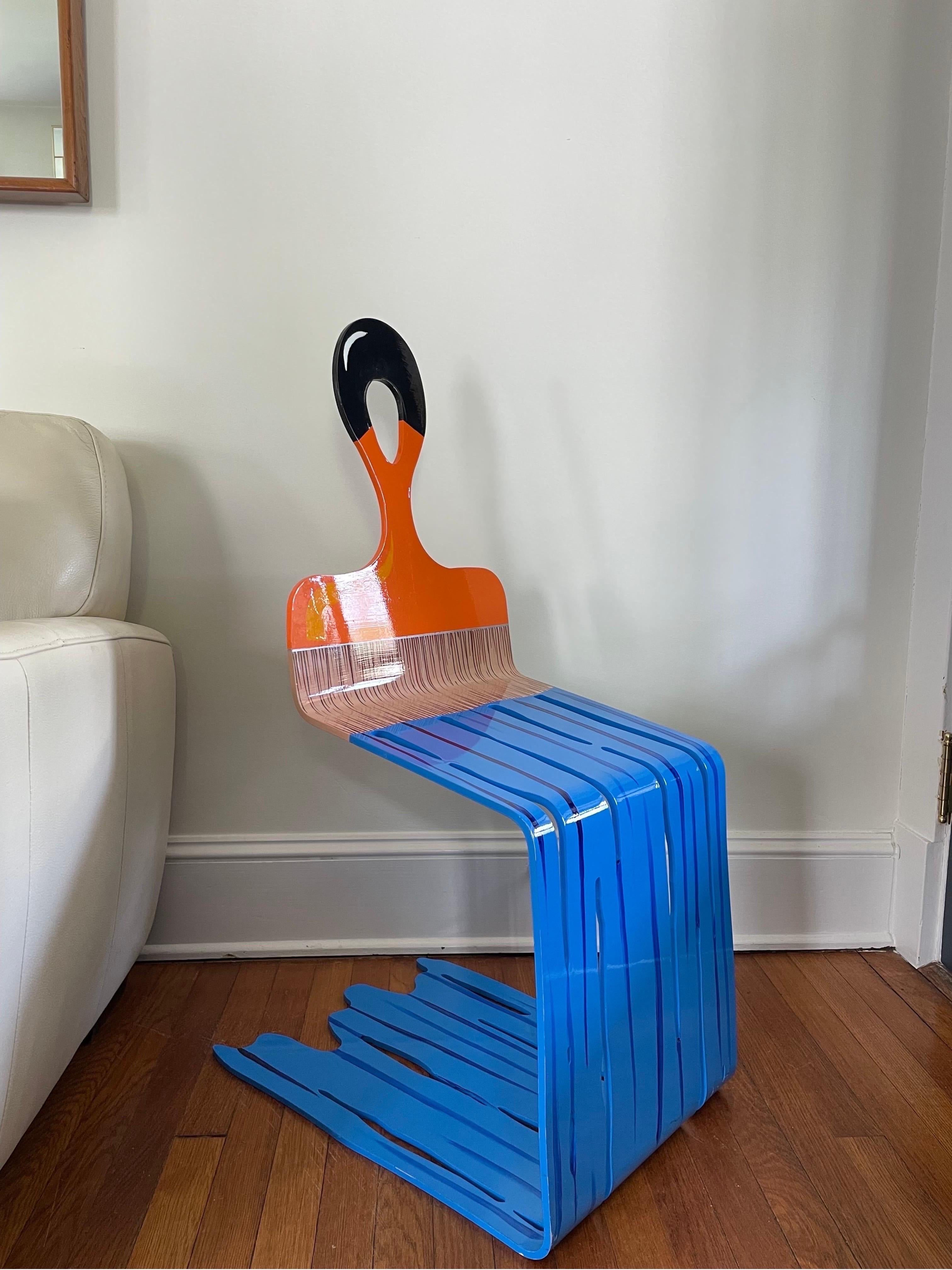 David Kracov Free Standing Metal Sculpture Grab a Chair Series 4