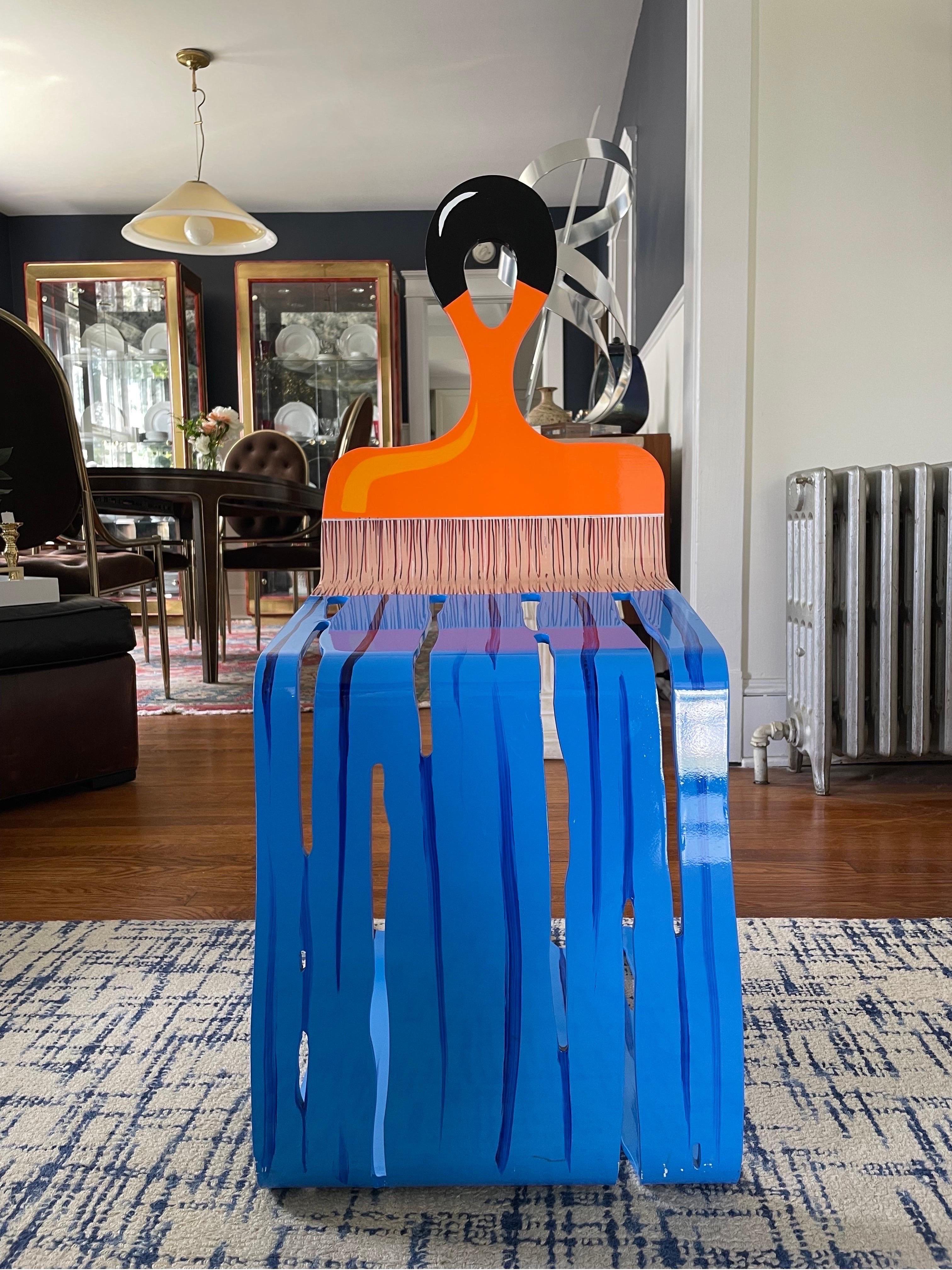David Kracov Free Standing Metal Sculpture Grab a Chair Series 6