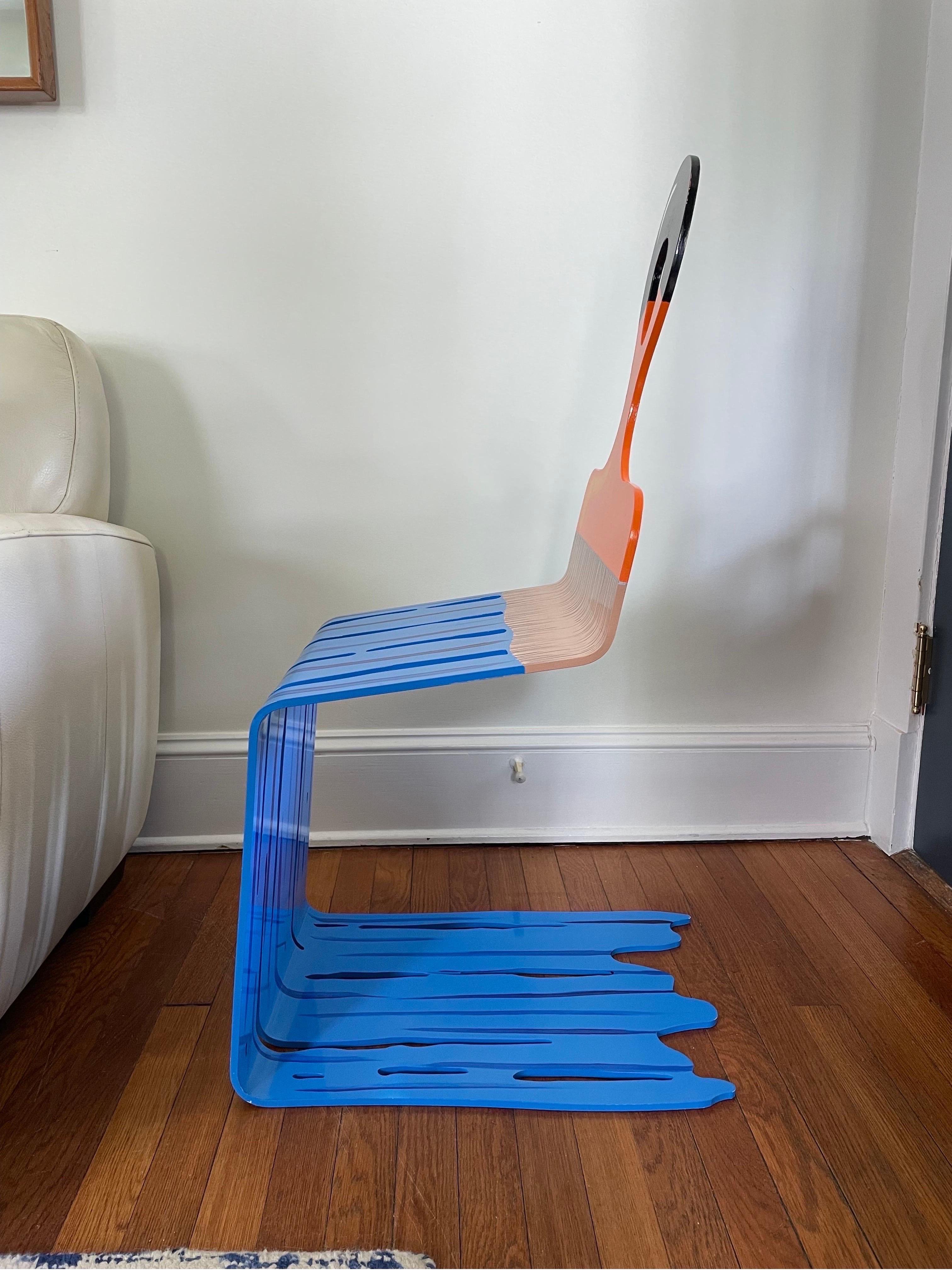 Post-Modern David Kracov Free Standing Metal Sculpture Grab a Chair Series
