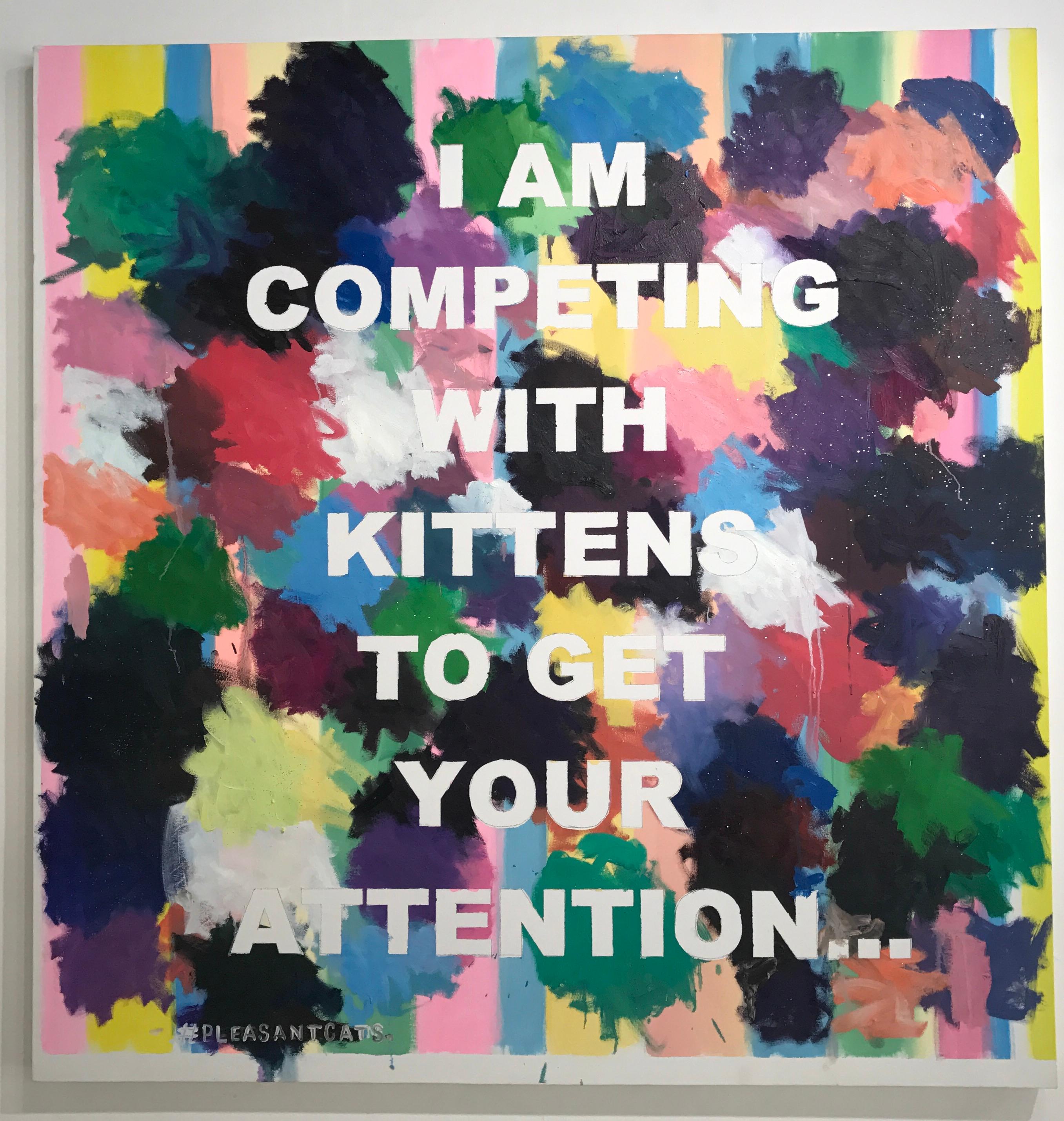 Peinture abstraite à grande échelle basée sur un texte conceptuel « #Pleasantcats »