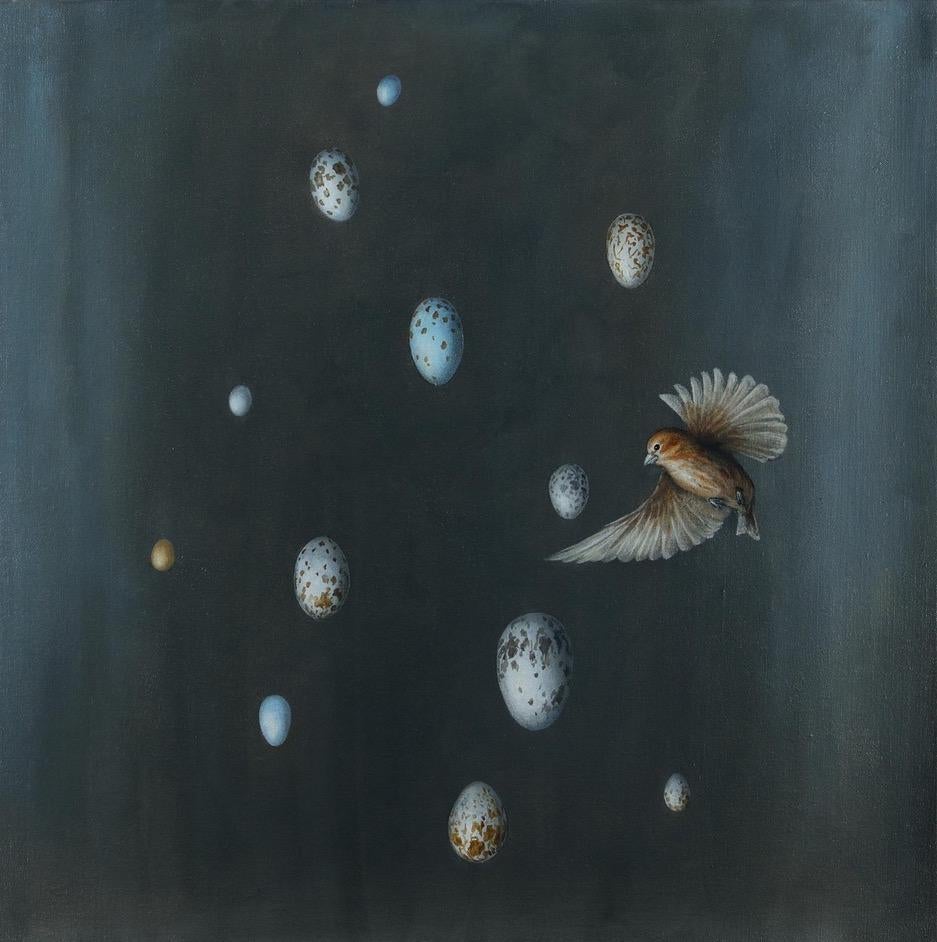 David Kroll Still-Life Painting - Eggscape (Sparrow)
