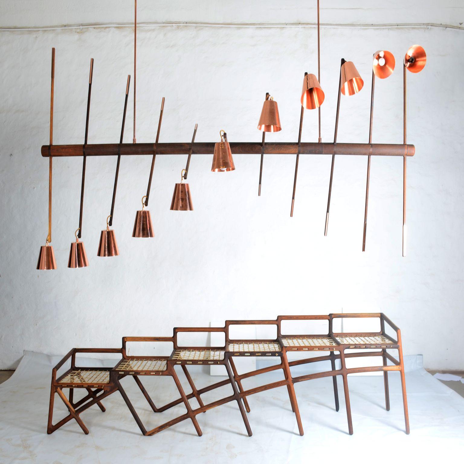 David Krynauw Jeppestown Waiting Bench Wenge And Cowhide String For Sale At 1stdibs