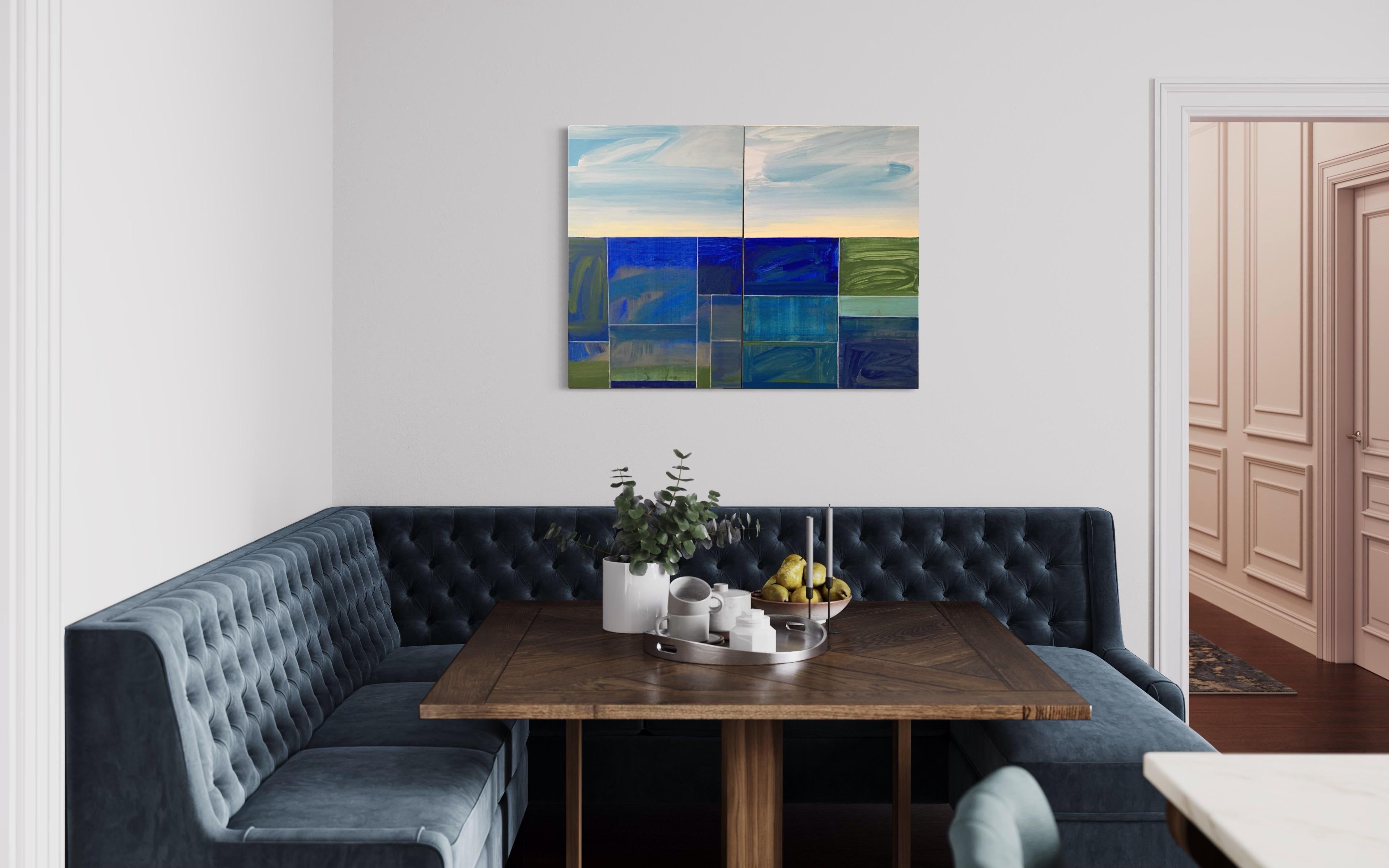 AH 9-20 (peinture triptyque) - Géométrique abstrait Painting par David Kupferman
