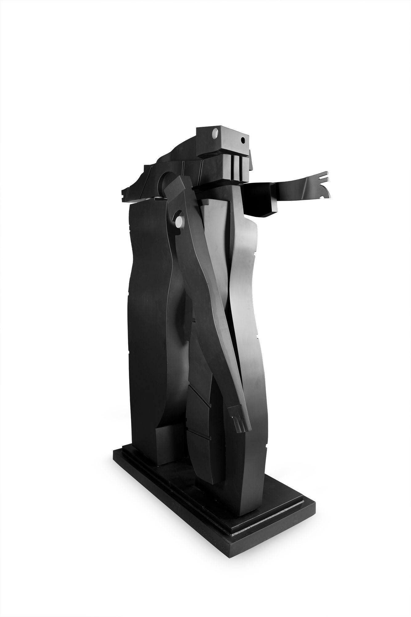 Post-Modern David L Deming Centurion II Abstract Modern Sculpture in Flat Black Steel, 1985 For Sale