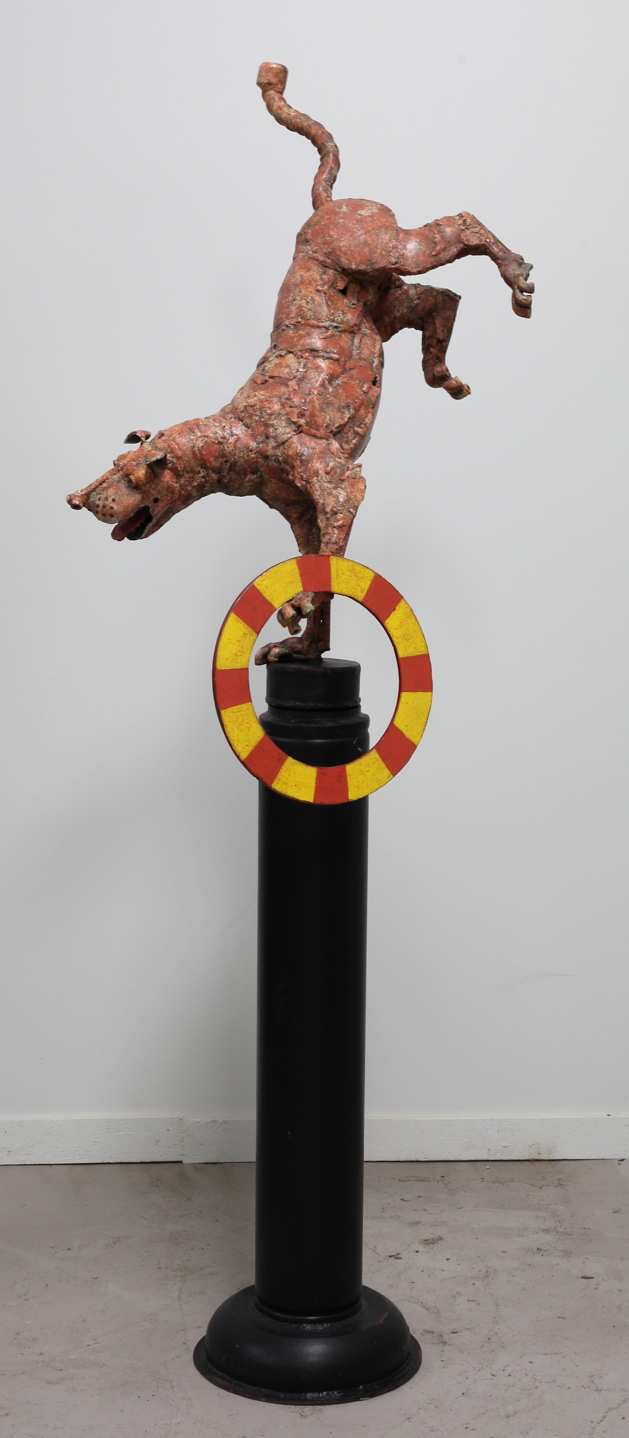 "Hoop-It-Up", Sculpture contemporaine en acier inoxydable de David L. Deming, 80x25x26 