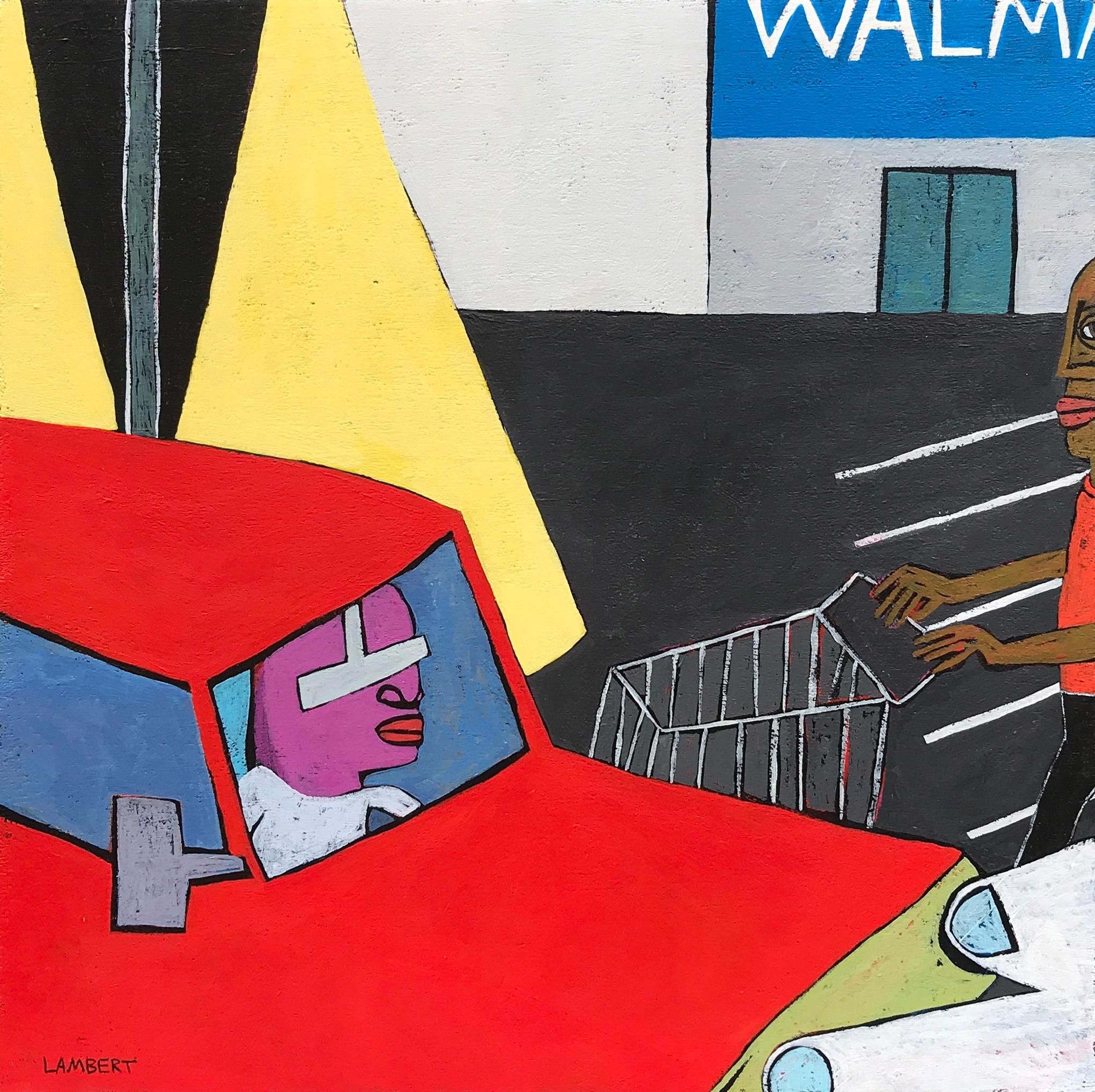 Walmart Parking Lot - Painting by David Lambert