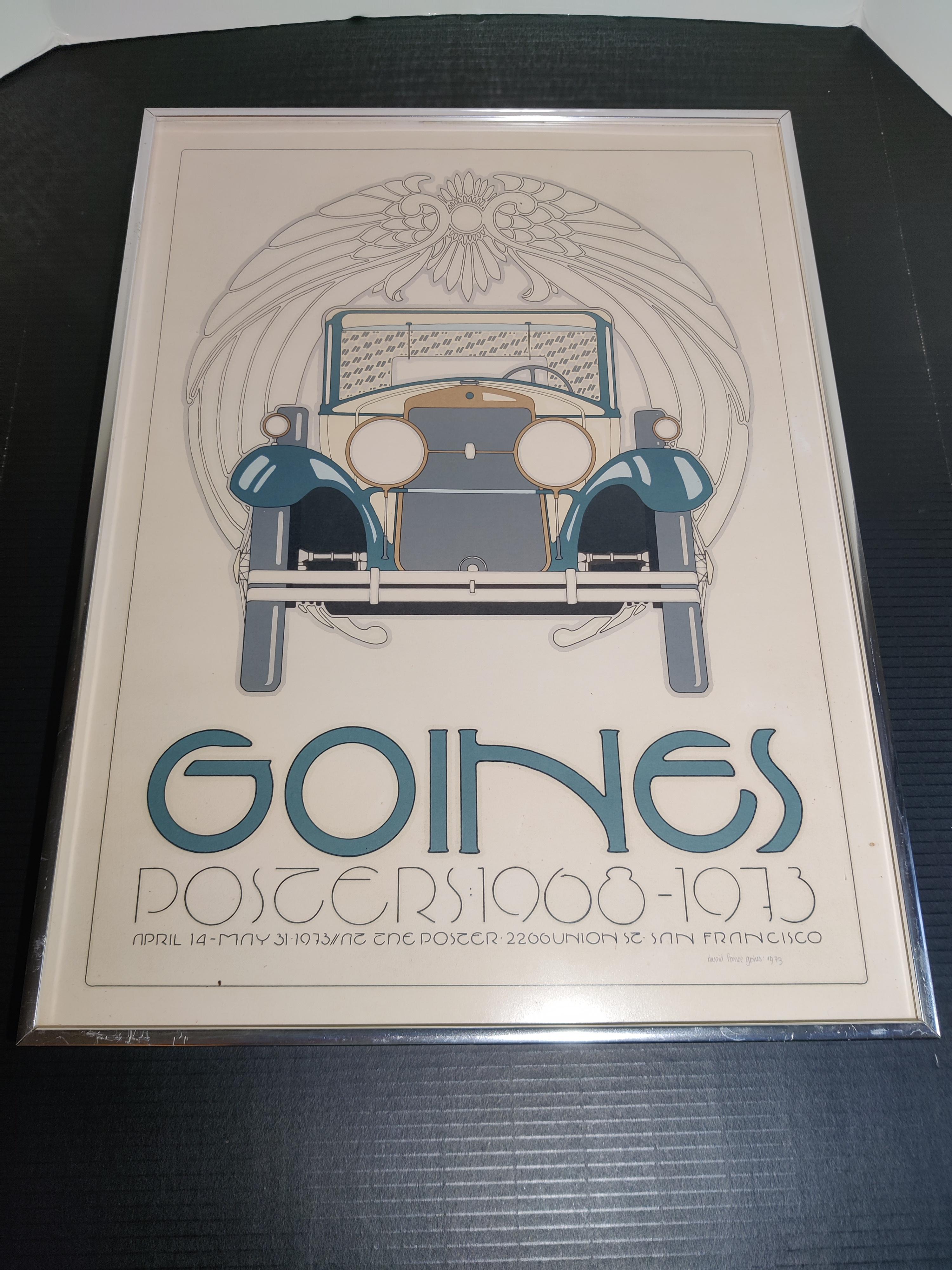 David Lance Goines póster de automóvil antiguo firmado por el artista 1973 Estadounidense en venta