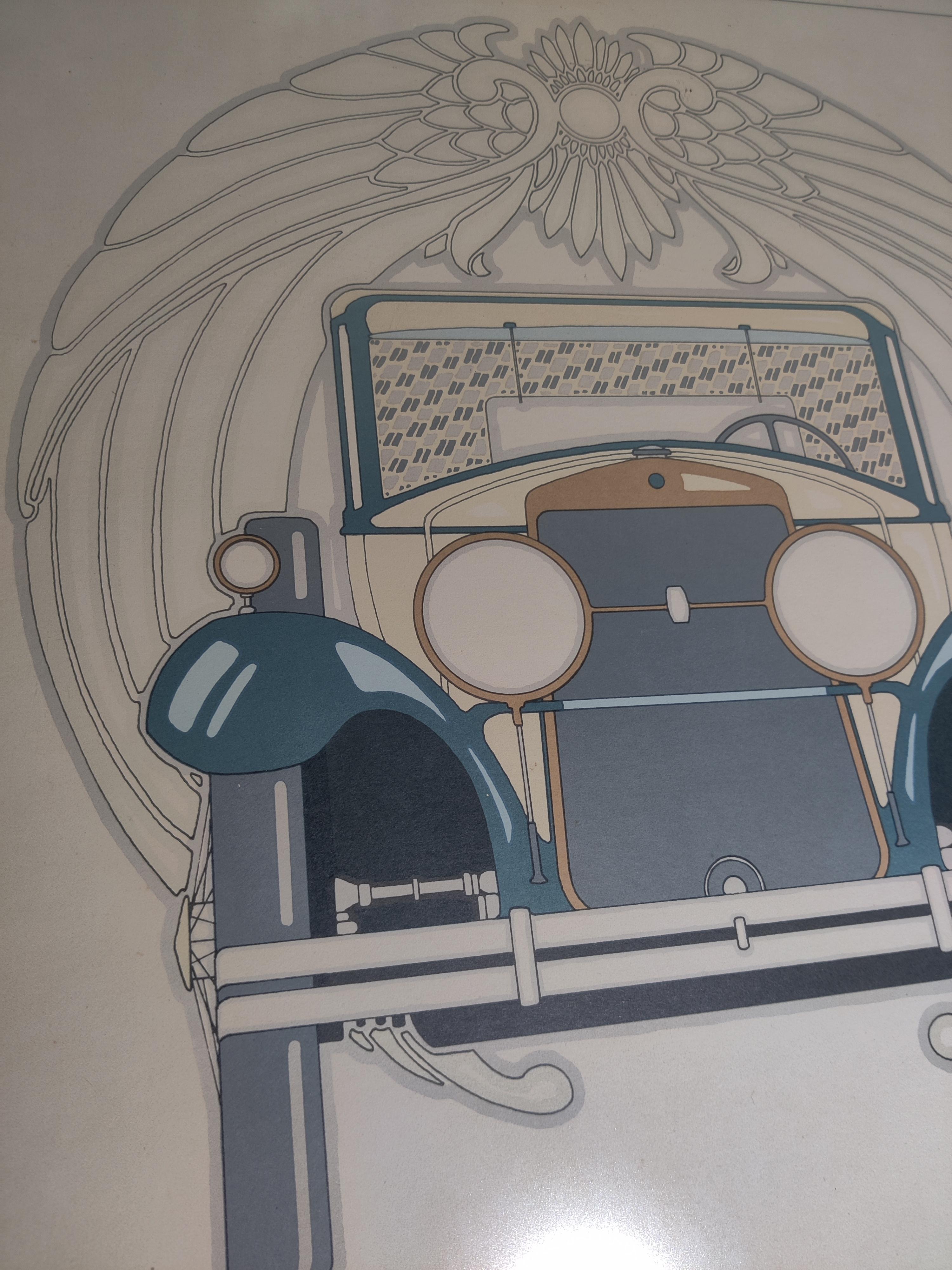 David Lance Goines póster de automóvil antiguo firmado por el artista 1973 siglo XX en venta