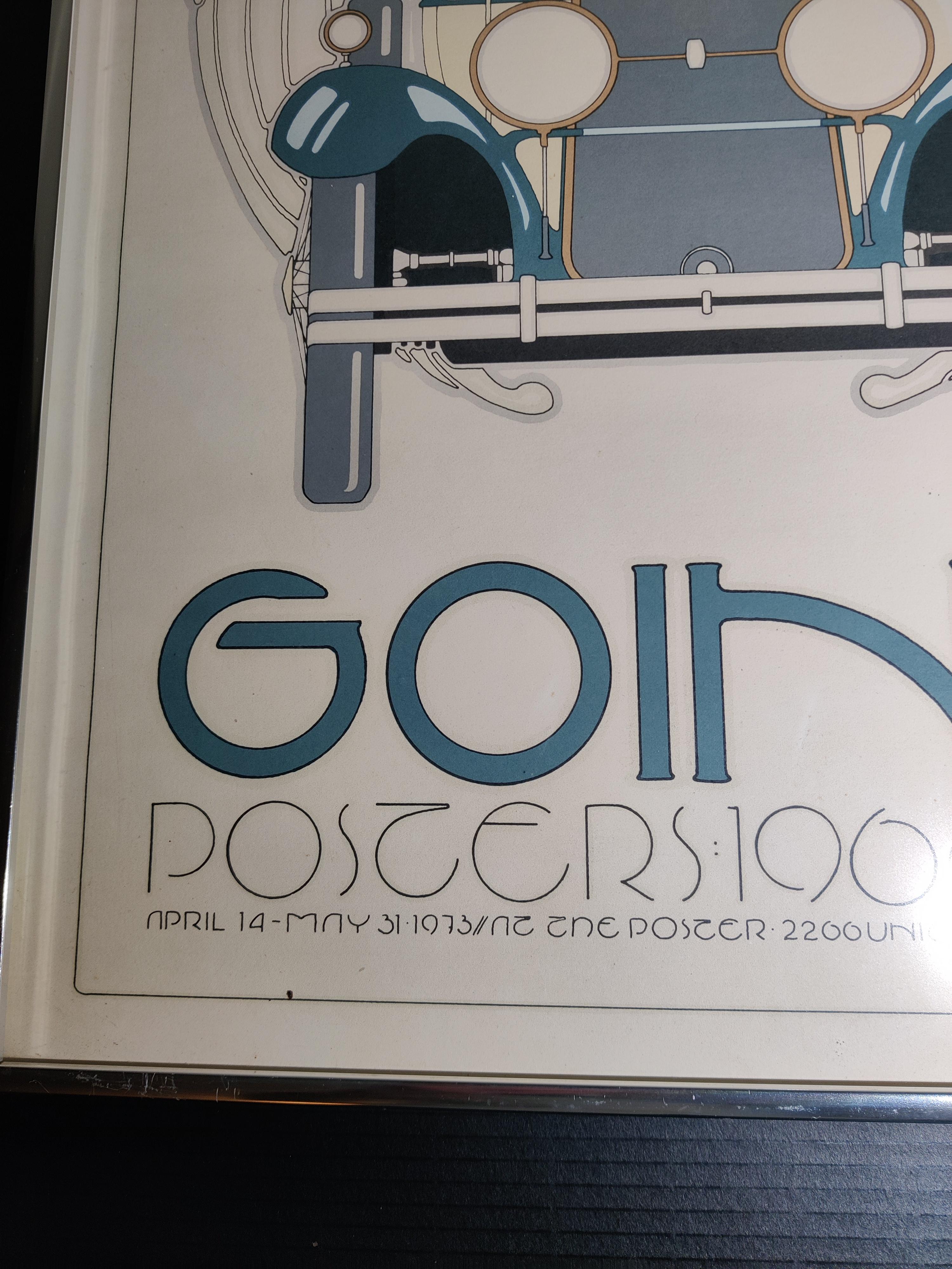 David Lance Goines póster de automóvil antiguo firmado por el artista 1973 en venta 1