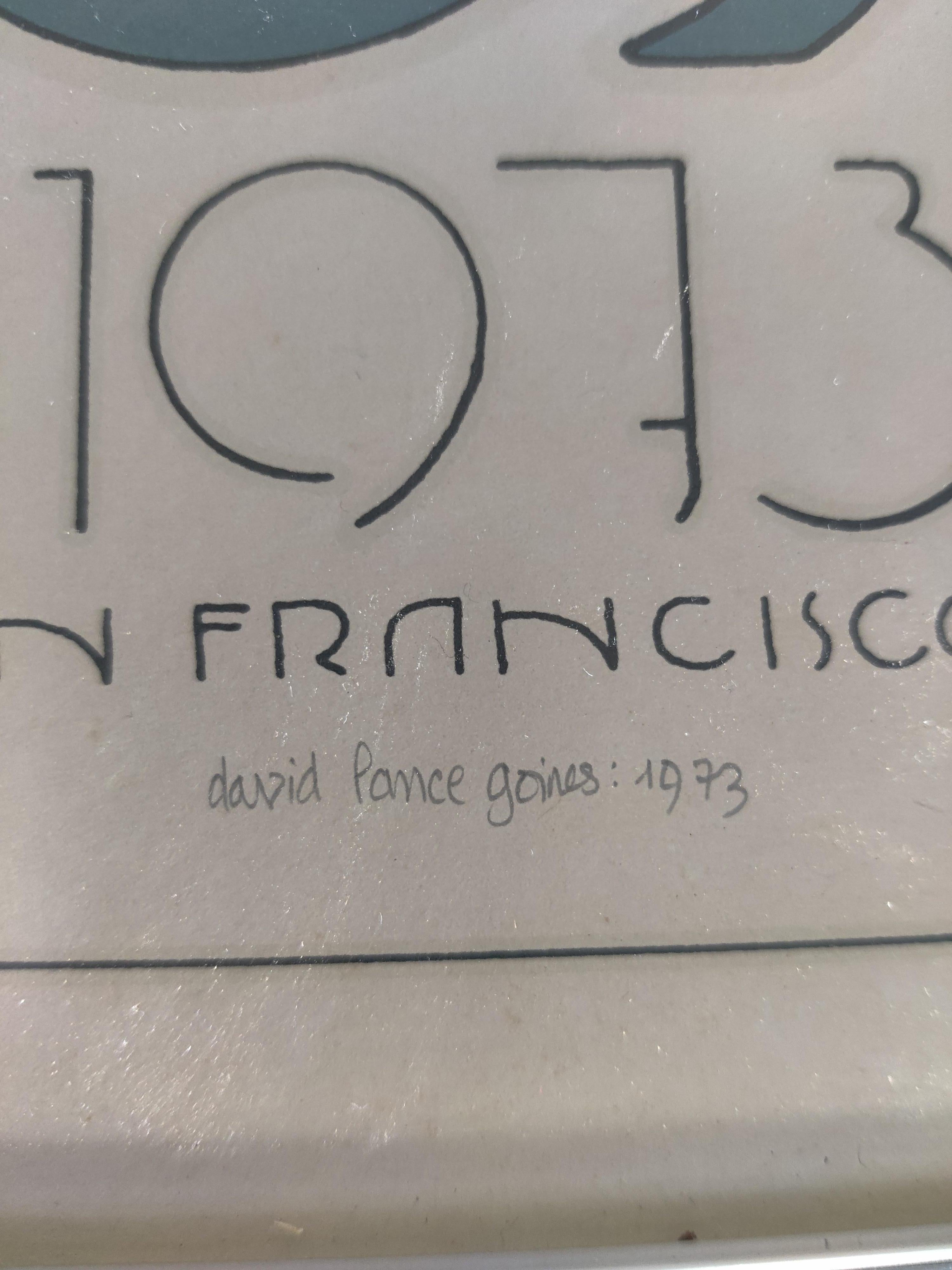 David Lance Goines póster de automóvil antiguo firmado por el artista 1973 en venta 3