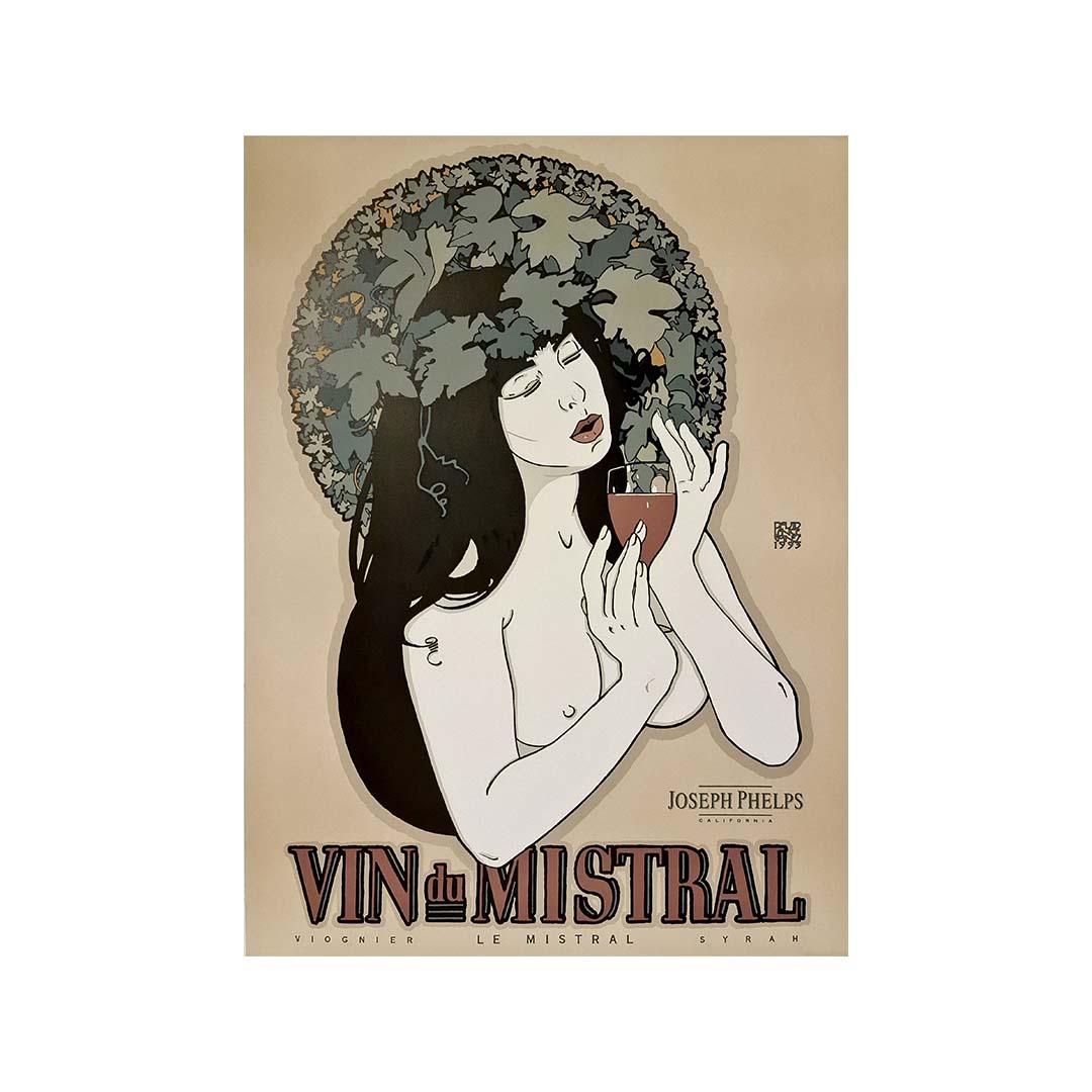 1993 original advertising poster by David Lance Goines - Vin du Mistral en vente 1