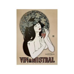 1993 original advertising poster by David Lance Goines - Vin du Mistral