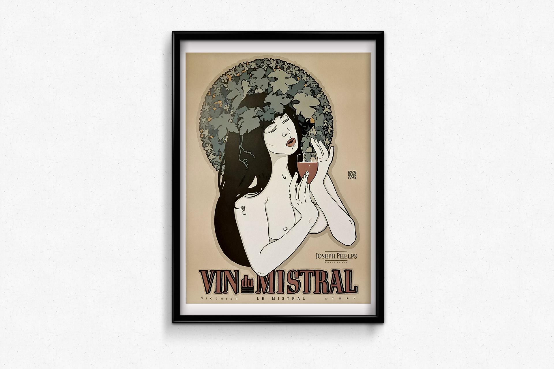 1993 original advertising poster by David Lance Goines - Vin du Mistral en vente 3