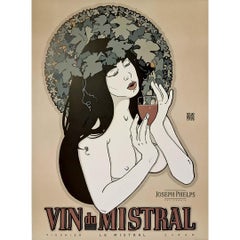 1993 original advertising poster by David Lance Goines - Vin du Mistral